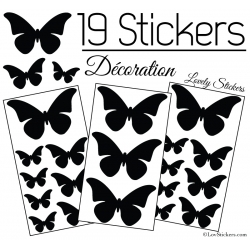 Sticker d'un chat observant les papillons Couleur Interieur Noir