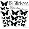 19 Stickers Papillons 10cm à 4cm - Serie décoration Papillons Modèle 2