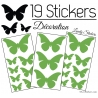 19 Stickers Papillons 10cm à 4cm - Serie décoration Papillons Modèle 2