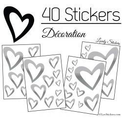 40 Stickers Coeurs  8CM à 2CM - Autocollant Vinyle de décoration Pop Art