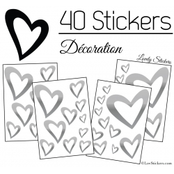40 Stickers Coeurs  8CM à 2CM - Autocollant Vinyle de décoration Pop Art