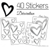 40 Stickers Coeurs  8CM à 2CM - Autocollant Vinyle de décoration Pop Art