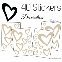 40 Stickers Coeurs  8CM à 2CM - Autocollant Vinyle de décoration Pop Art