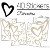 40 Stickers Coeurs  8CM à 2CM - Autocollant Vinyle de décoration Pop Art