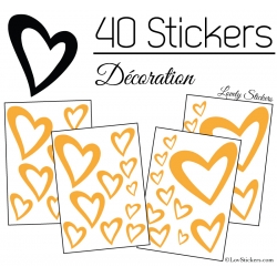 40 Stickers Coeurs  8CM à 2CM - Autocollant Vinyle de décoration Pop Art