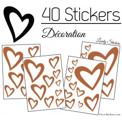 40 Stickers Coeurs  8CM à 2CM - Autocollant Vinyle de décoration Pop Art