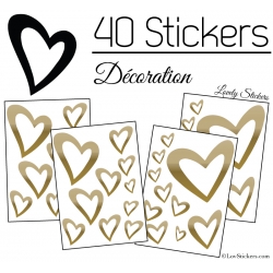 40 Stickers Coeurs  8CM à 2CM - Autocollant Vinyle de décoration Pop Art