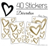 40 Stickers Coeurs  8CM à 2CM - Autocollant Vinyle de décoration Pop Art