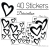 40 Stickers Coeurs  8CM à 2CM - Autocollant Vinyle de décoration Pop Art