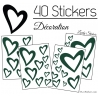 40 Stickers Coeurs  8CM à 2CM - Autocollant Vinyle de décoration Pop Art