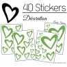 40 Stickers Coeurs  8CM à 2CM - Autocollant Vinyle de décoration Pop Art