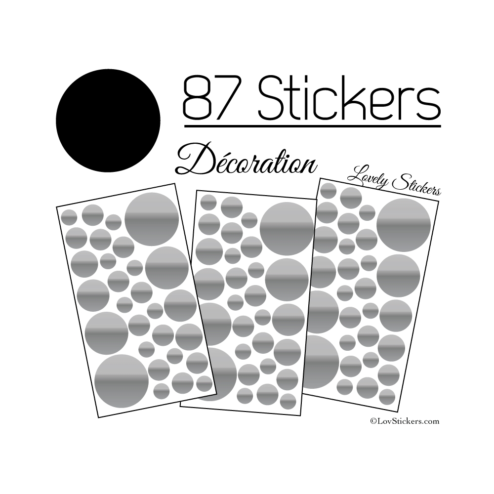 87 Stickers Ronds - Autocollant deco Ronds Pleins