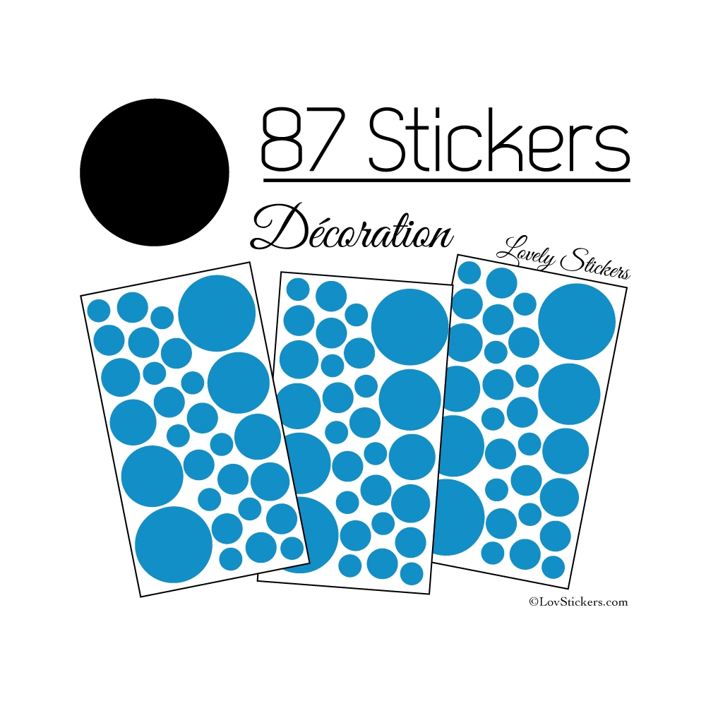87 Stickers Ronds - Autocollant deco Ronds Pleins