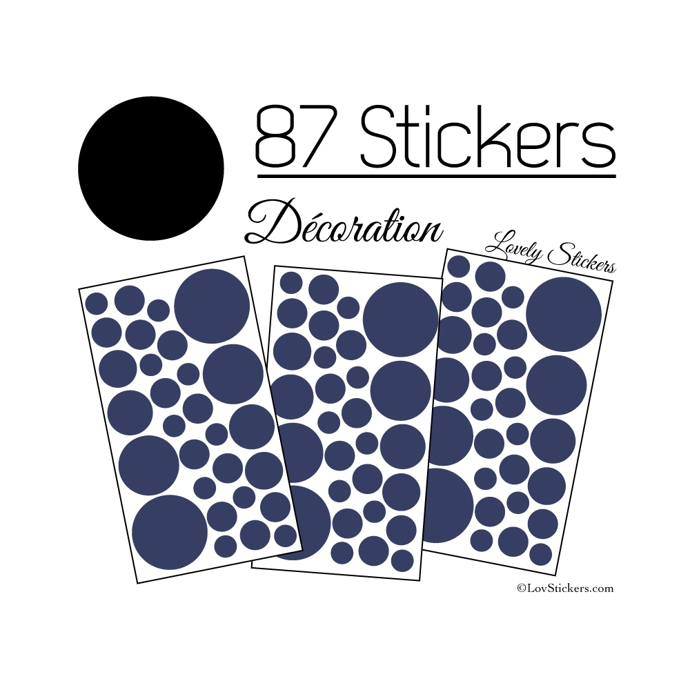 87 Stickers Ronds - Autocollant deco Ronds Pleins