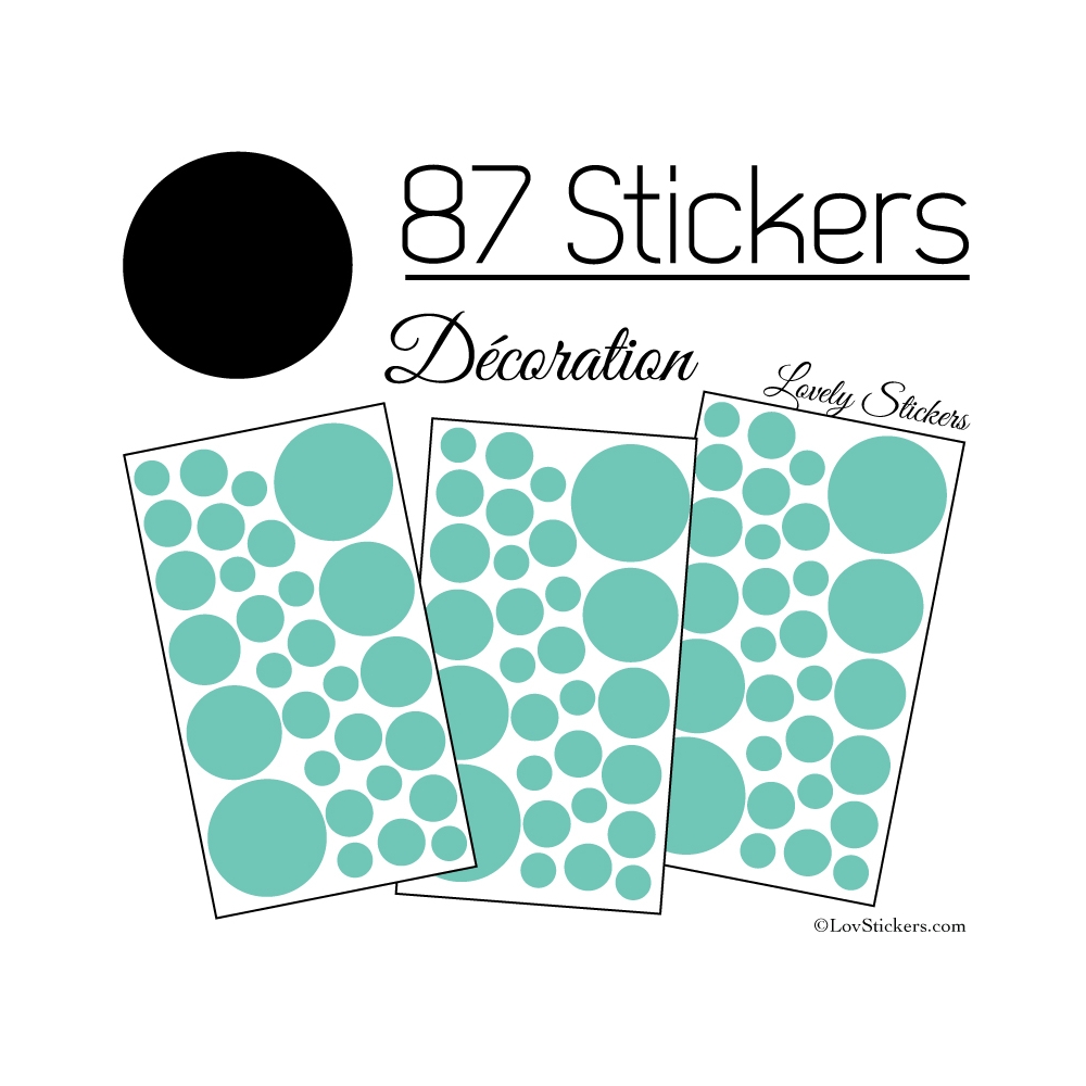 87 Stickers Ronds - Autocollant deco Ronds Pleins