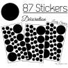 87 Stickers Ronds - Autocollant deco Ronds Pleins