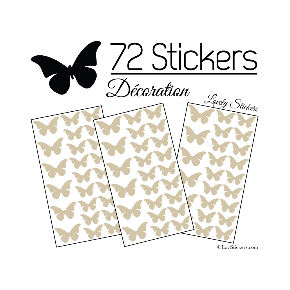 72 Stickers Papillons 4 et 3CM - Autocollant decoration Papillon Modèle No2