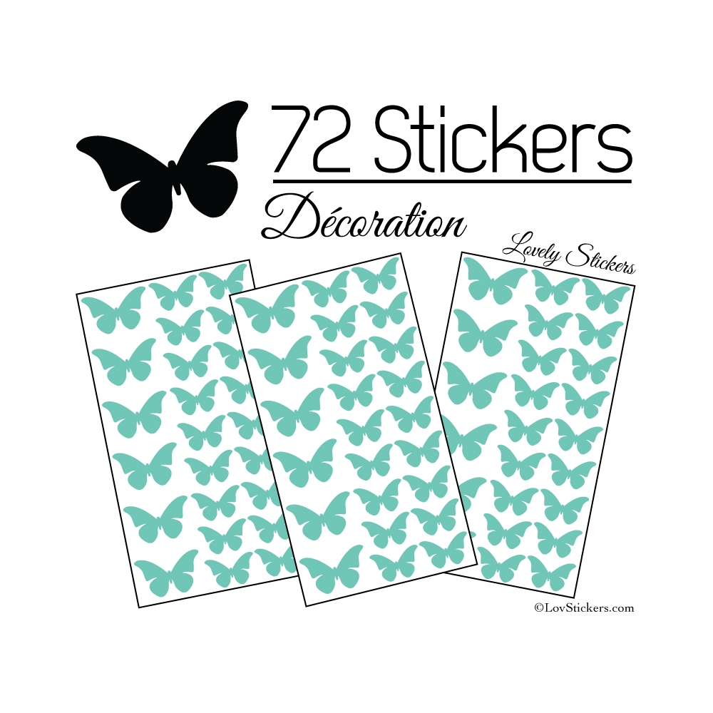 72 Stickers Papillons 4 et 3CM - Autocollant decoration Papillon Modèle No2