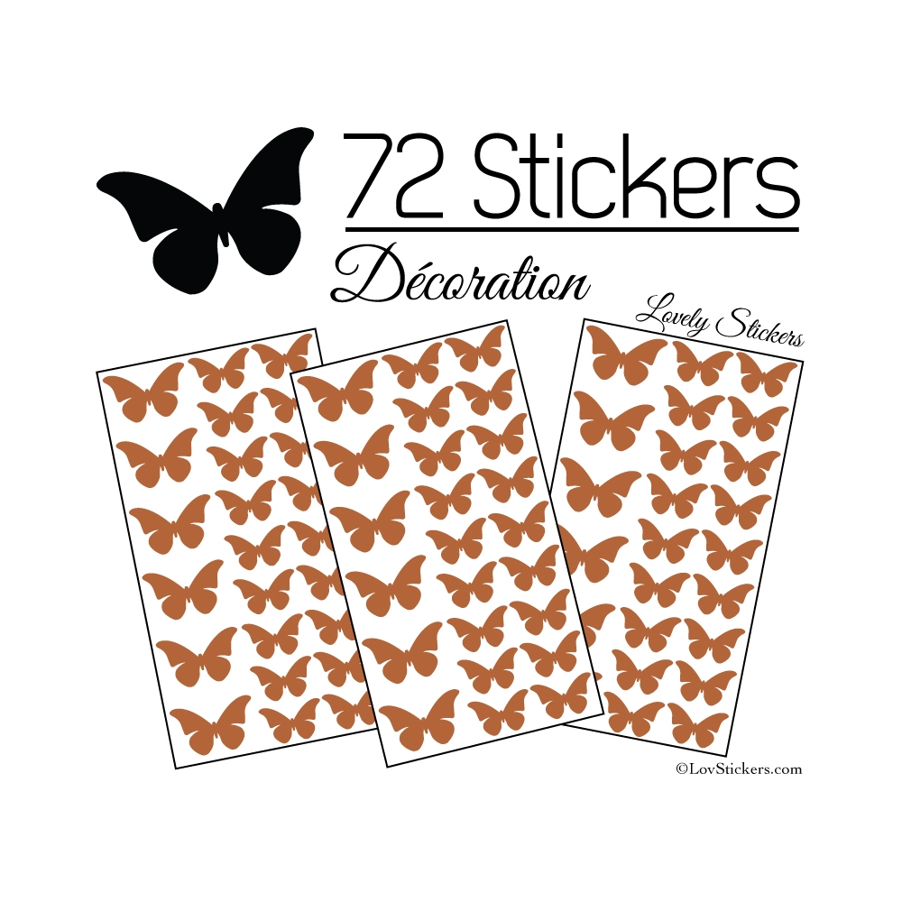 72 Stickers Papillons 4 et 3CM - Autocollant decoration Papillon Modèle No2