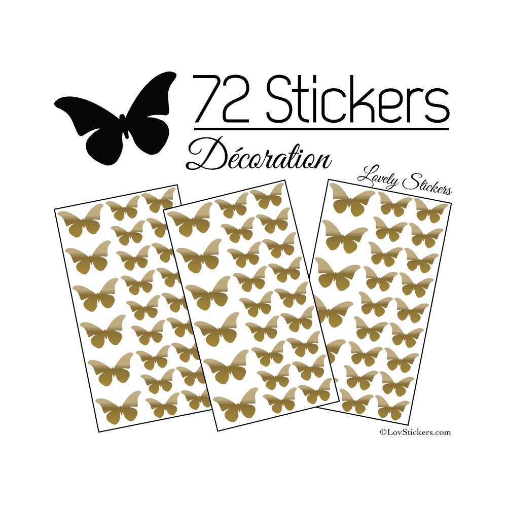 72 Stickers Papillons 4 et 3CM - Autocollant decoration Papillon Modèle No2