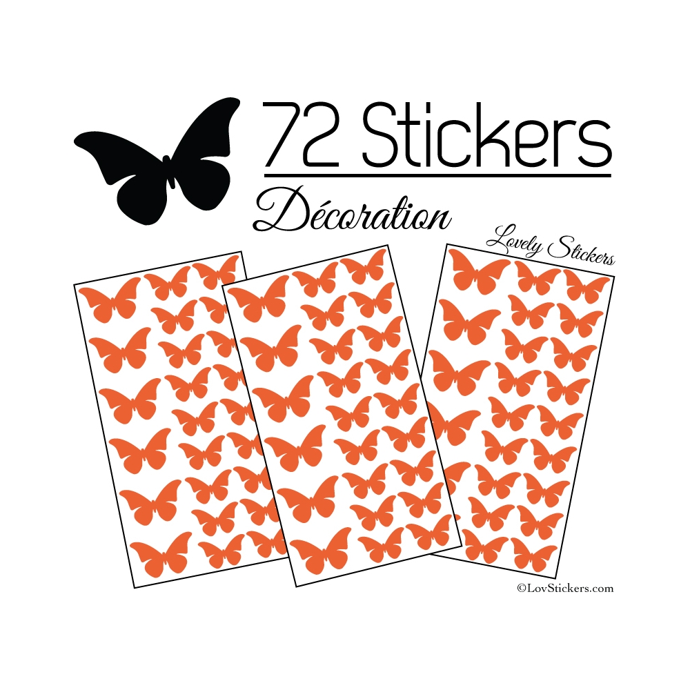 72 Stickers Papillons 4 et 3CM - Autocollant decoration Papillon Modèle No2