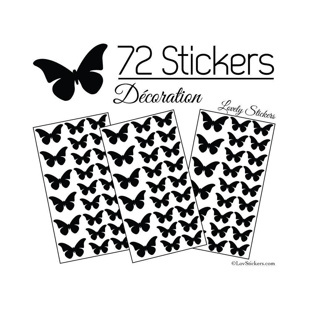 72 Stickers Papillons 4 et 3CM - Autocollant decoration Papillon Modèle No2