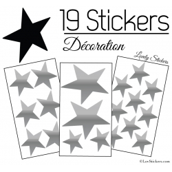 19 Stickers Etoiles Mixte - Autocollant Décoration appartement