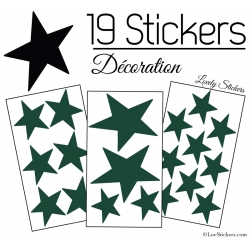 19 Stickers Etoiles Mixte - Autocollant Décoration appartement