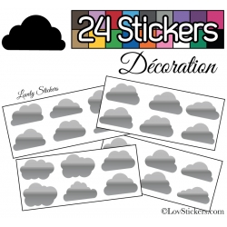 24 Stickers Nuage Mixte - Autocollant Décoration Intérieur