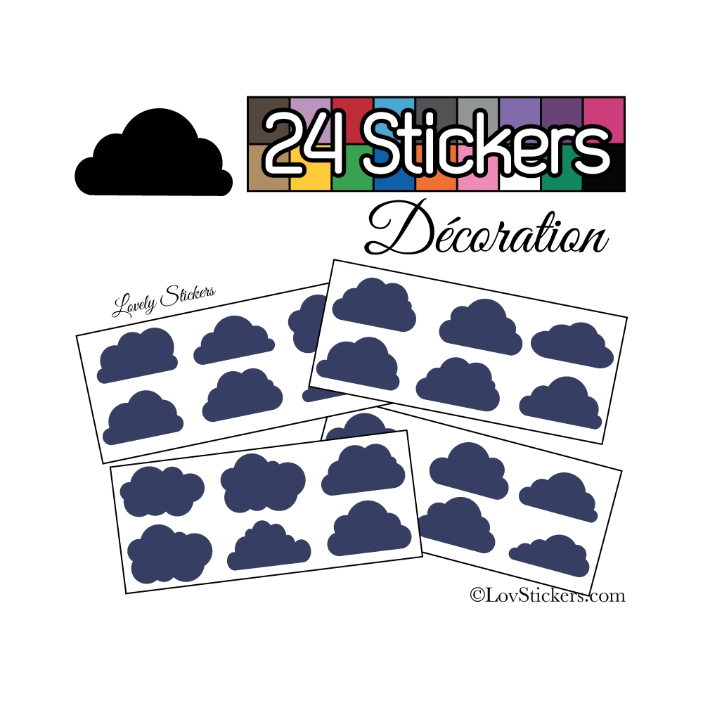 24 Stickers Nuage Mixte - Autocollant Décoration Intérieur