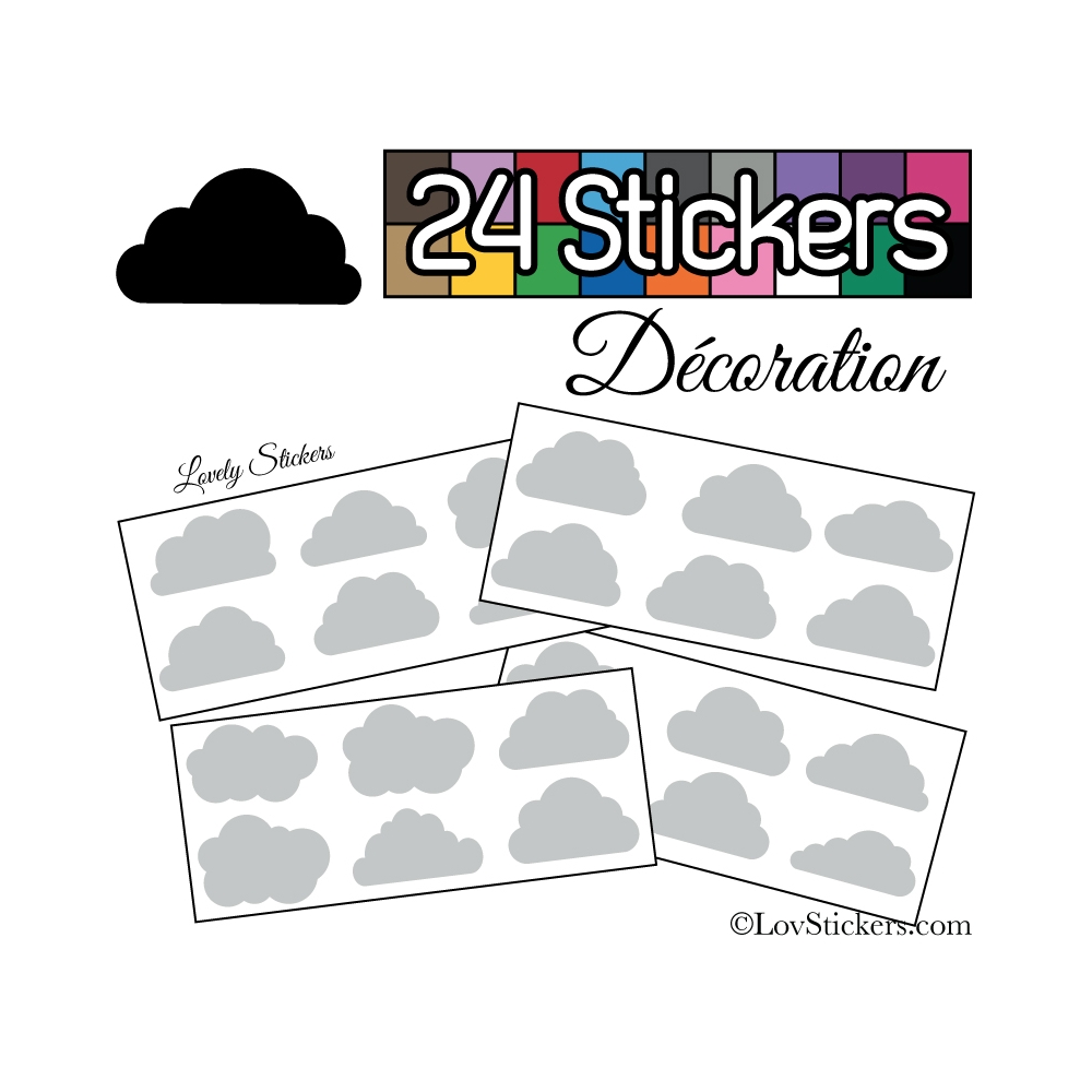 24 Stickers Nuage Mixte - Autocollant Décoration Intérieur