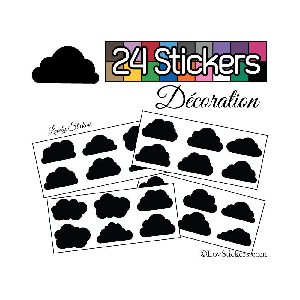 24 Stickers Nuage Mixte - Autocollant Décoration Intérieur