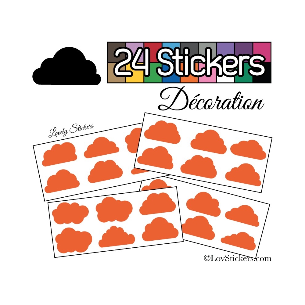 24 Stickers Nuage Mixte - Autocollant Décoration Intérieur