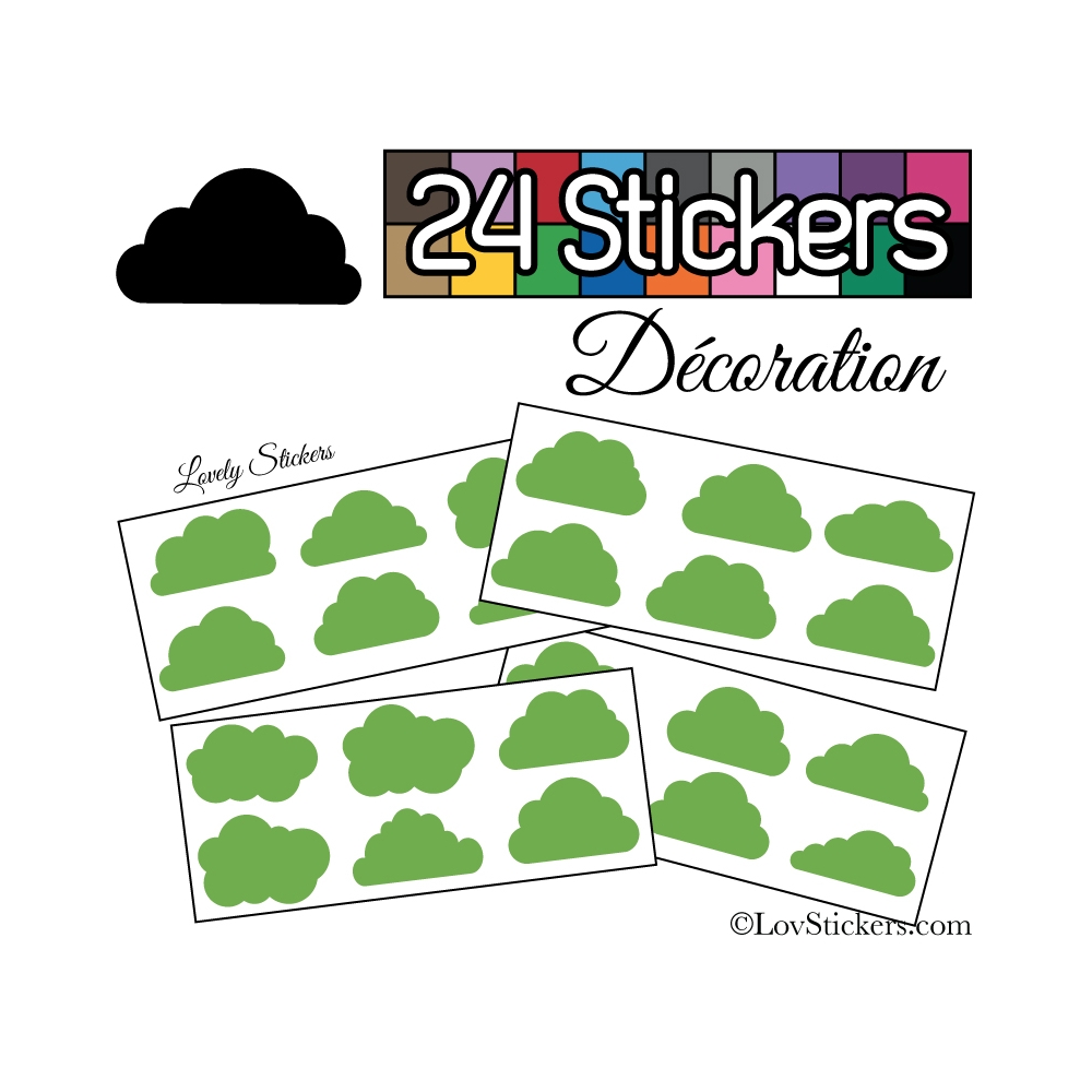 24 Stickers Nuage Mixte - Autocollant Décoration Intérieur