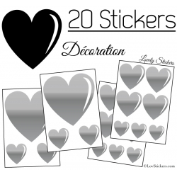 20 Stickers Coeurs   - Autocollant décoration