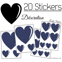 20 Stickers Coeurs   - Autocollant décoration