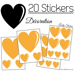 20 Stickers Coeurs   - Autocollant décoration