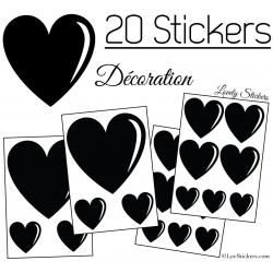 20 Stickers Coeurs   - Autocollant décoration