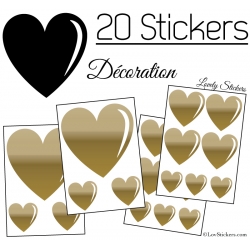 20 Stickers Coeurs   - Autocollant décoration