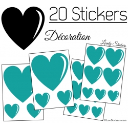 20 Stickers Coeurs   - Autocollant décoration