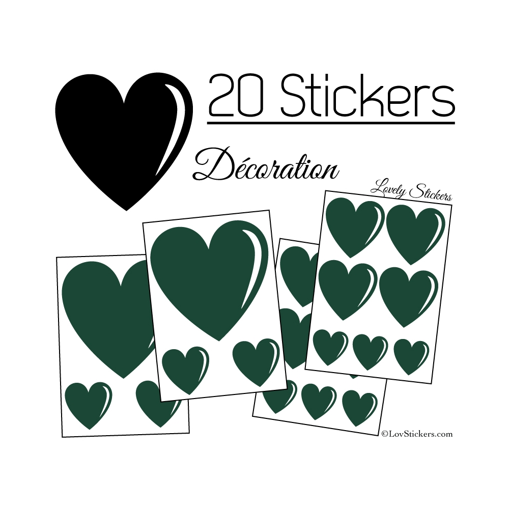 20 Stickers Coeurs   - Autocollant décoration