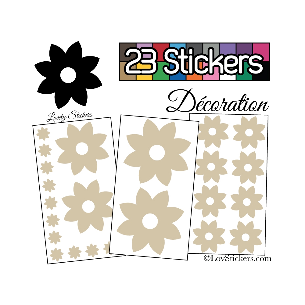 23 Stickers Fleur Mixte - Autocollant Décoration Intérieur