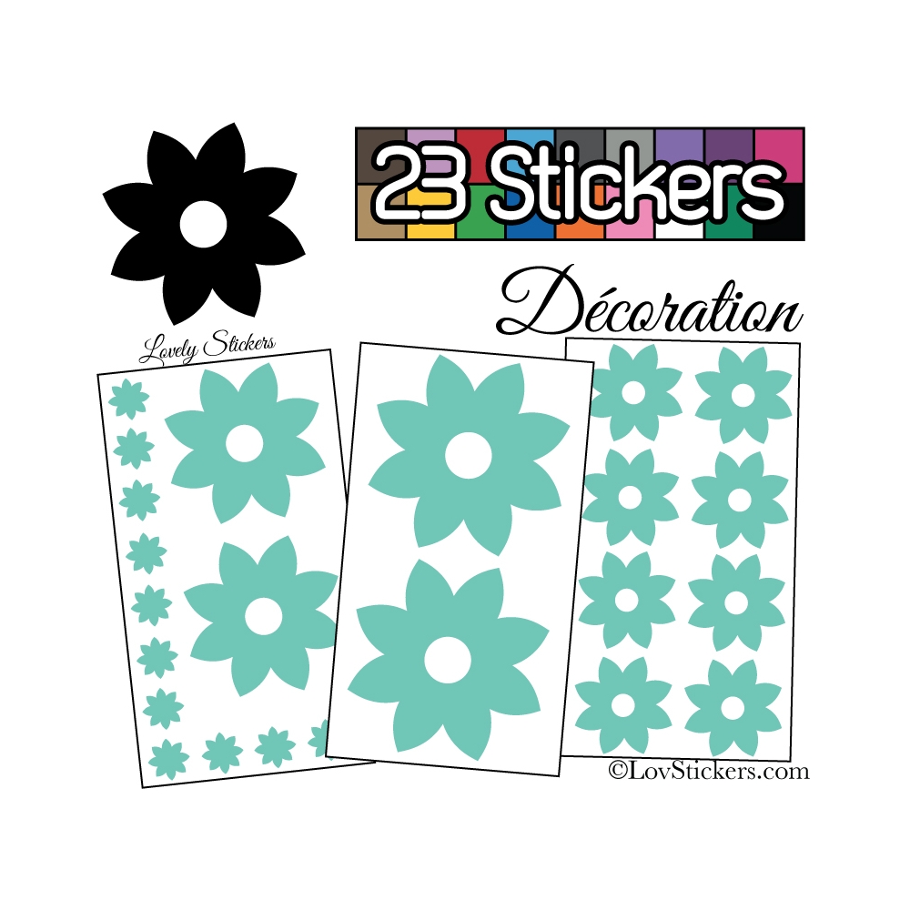 23 Stickers Fleur Mixte - Autocollant Décoration Intérieur