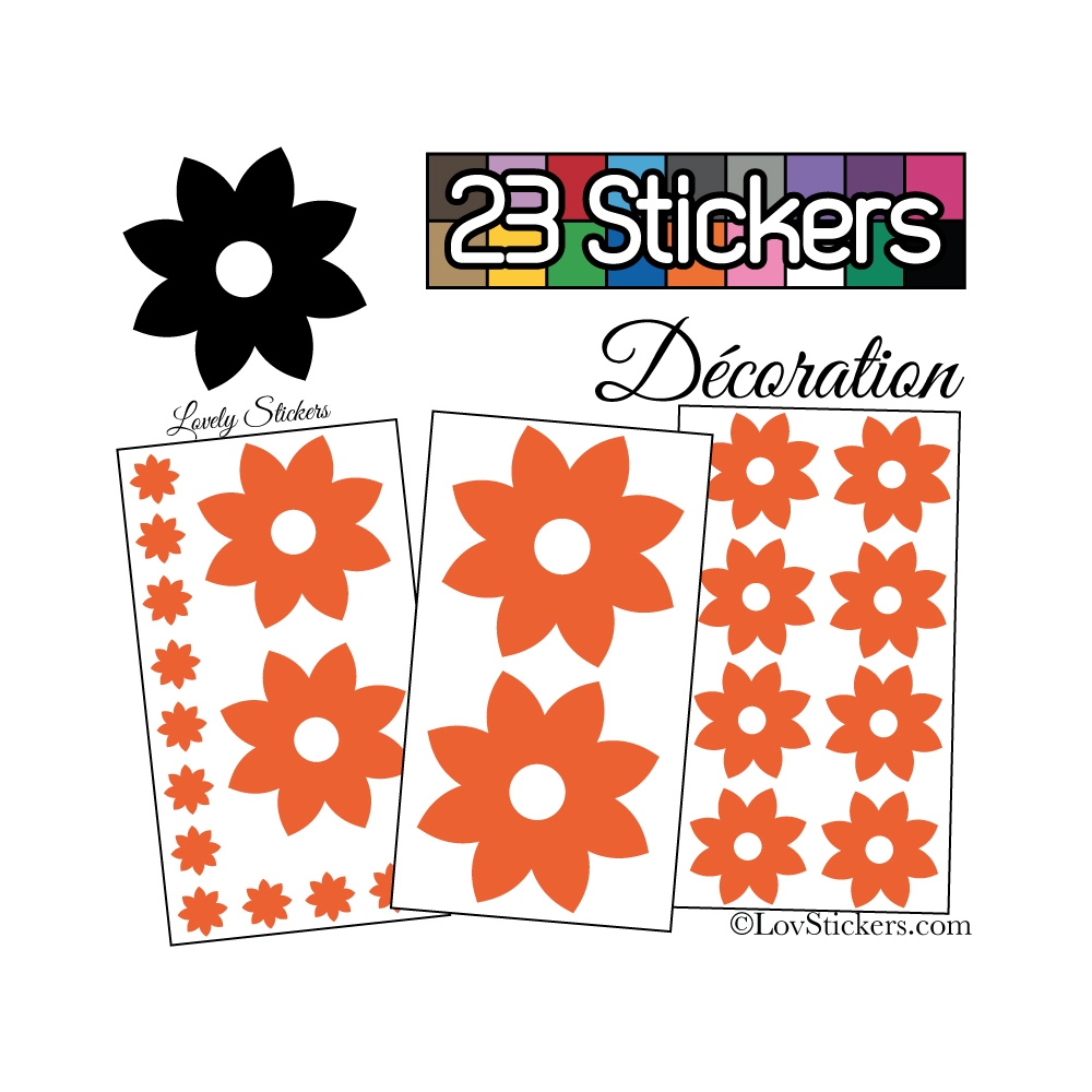 23 Stickers Fleur Mixte - Autocollant Décoration Intérieur