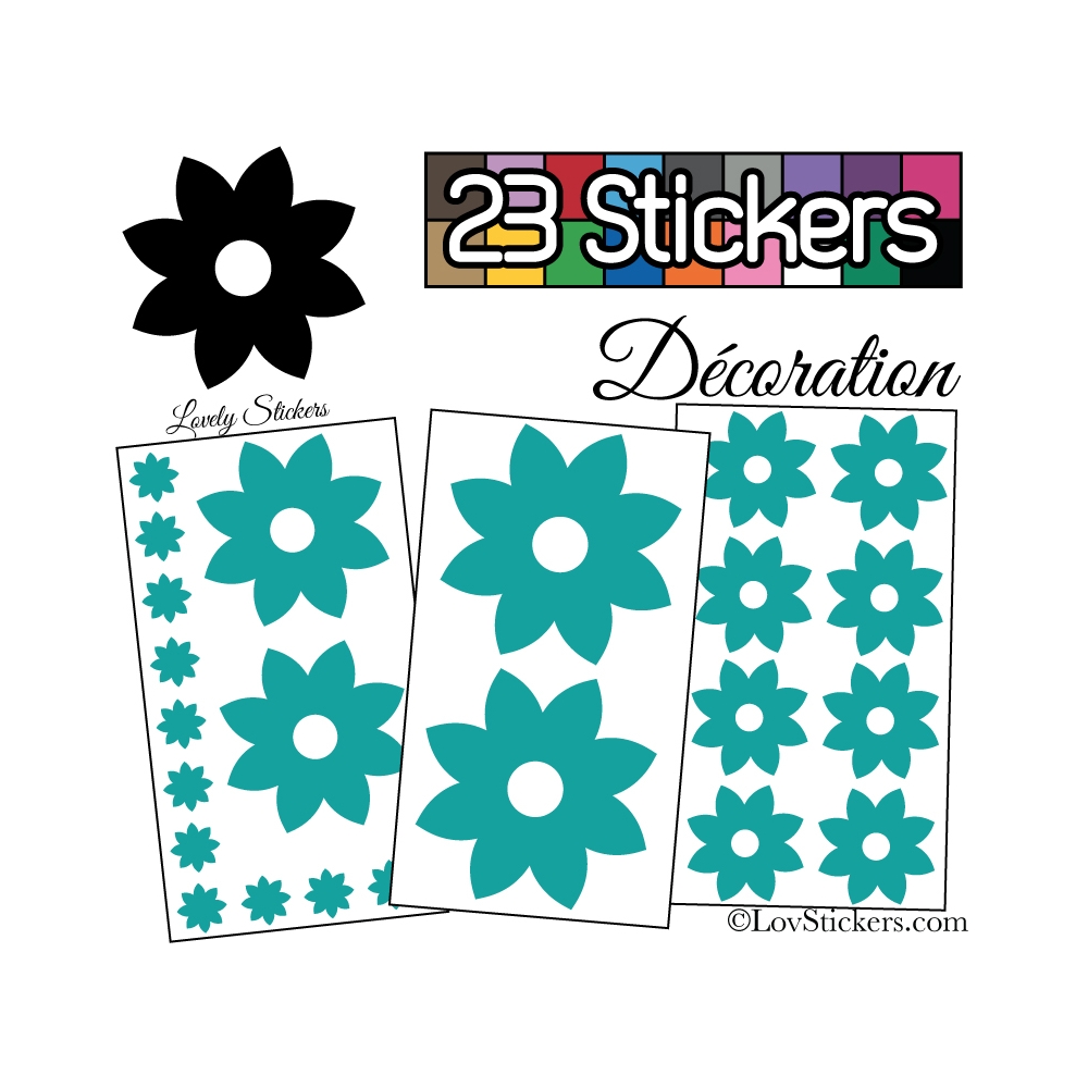 23 Stickers Fleur Mixte - Autocollant Décoration Intérieur