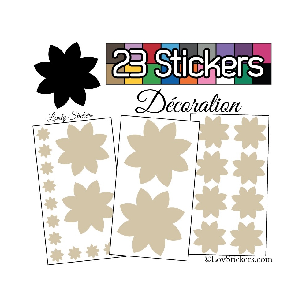 23 Stickers Fleur Mixte - Autocollant Décoration Intérieur