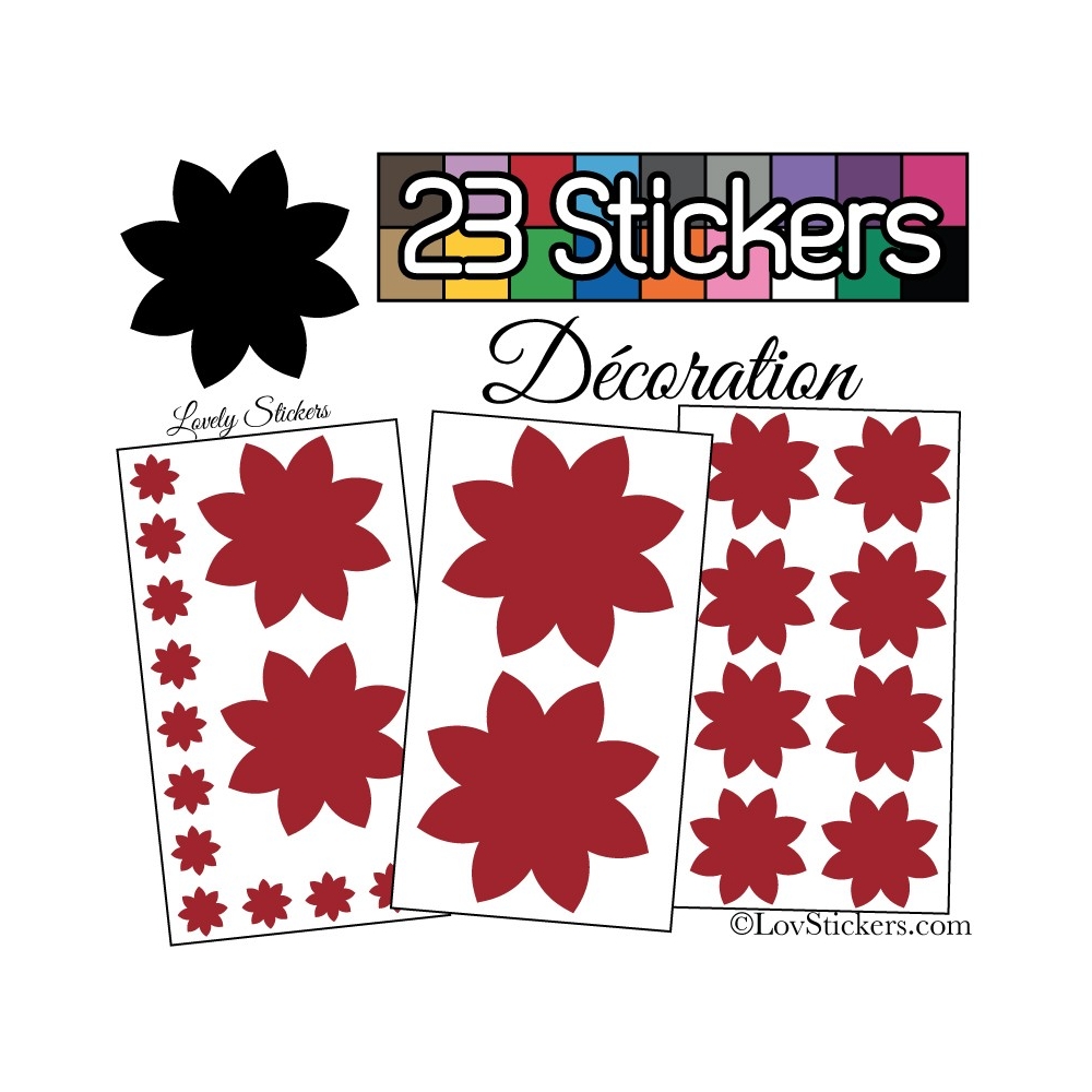 23 Stickers Fleur Mixte - Autocollant Décoration Intérieur