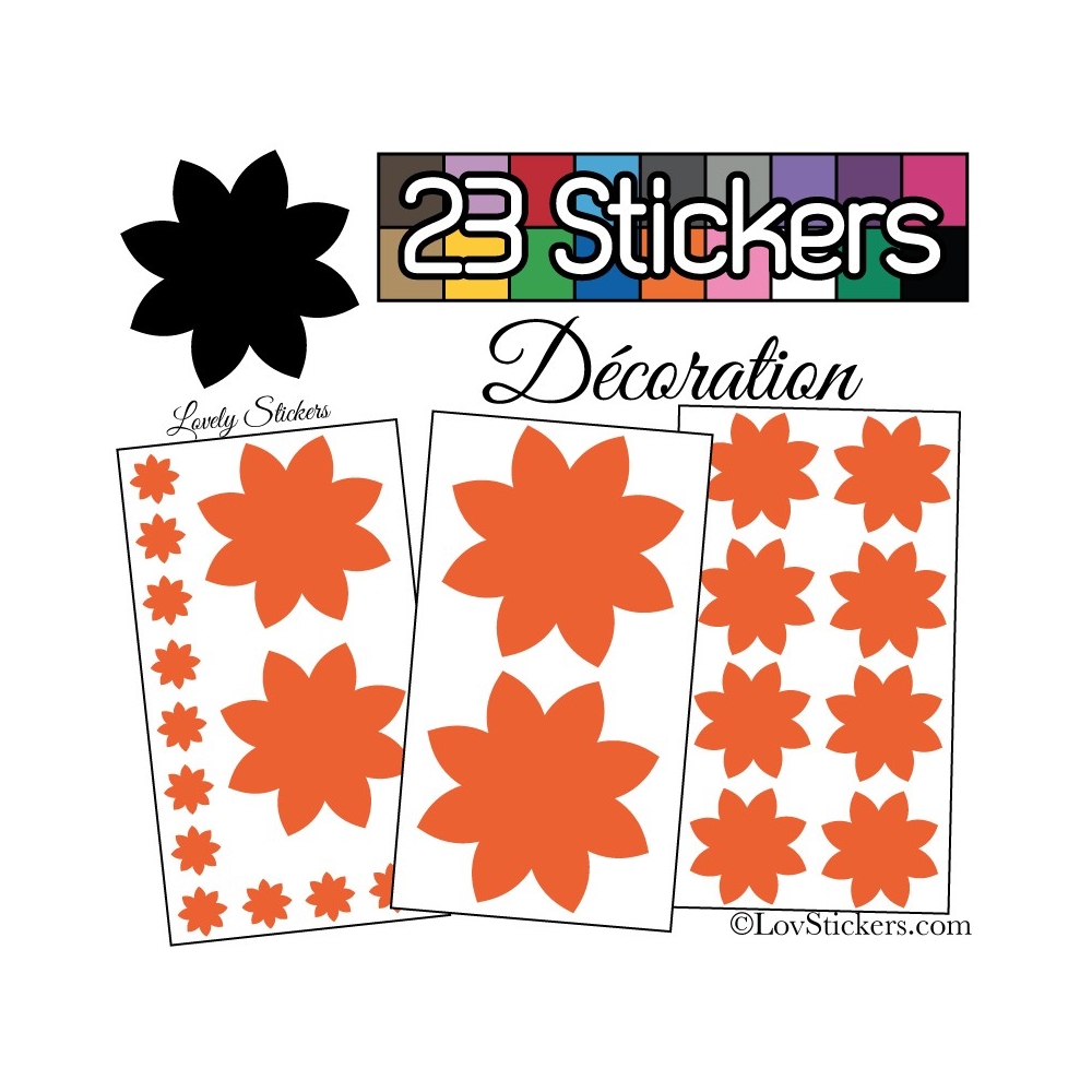 23 Stickers Fleur Mixte - Autocollant Décoration Intérieur