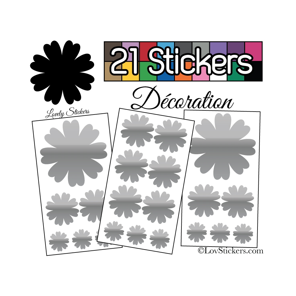 21 Stickers Fleur Mixte - Autocollant Décoration Intérieur