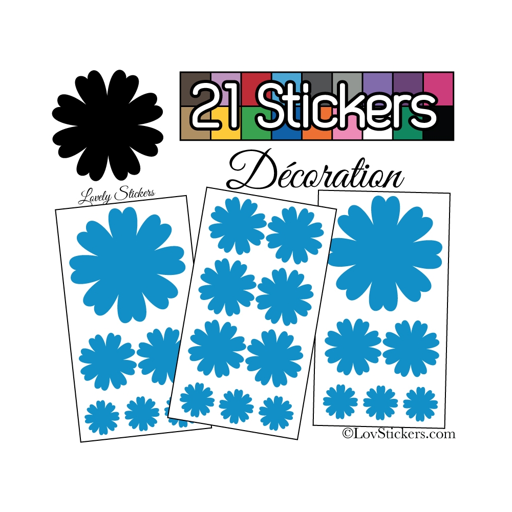 21 Stickers Fleur Mixte - Autocollant Décoration Intérieur